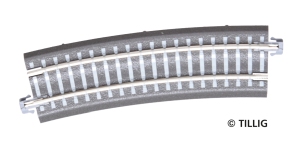 Tillig 83771 - Bettungsgleis grau BR 32: Gebogenes Gleis, R 396 mm/15°, grau (TT, H0m)